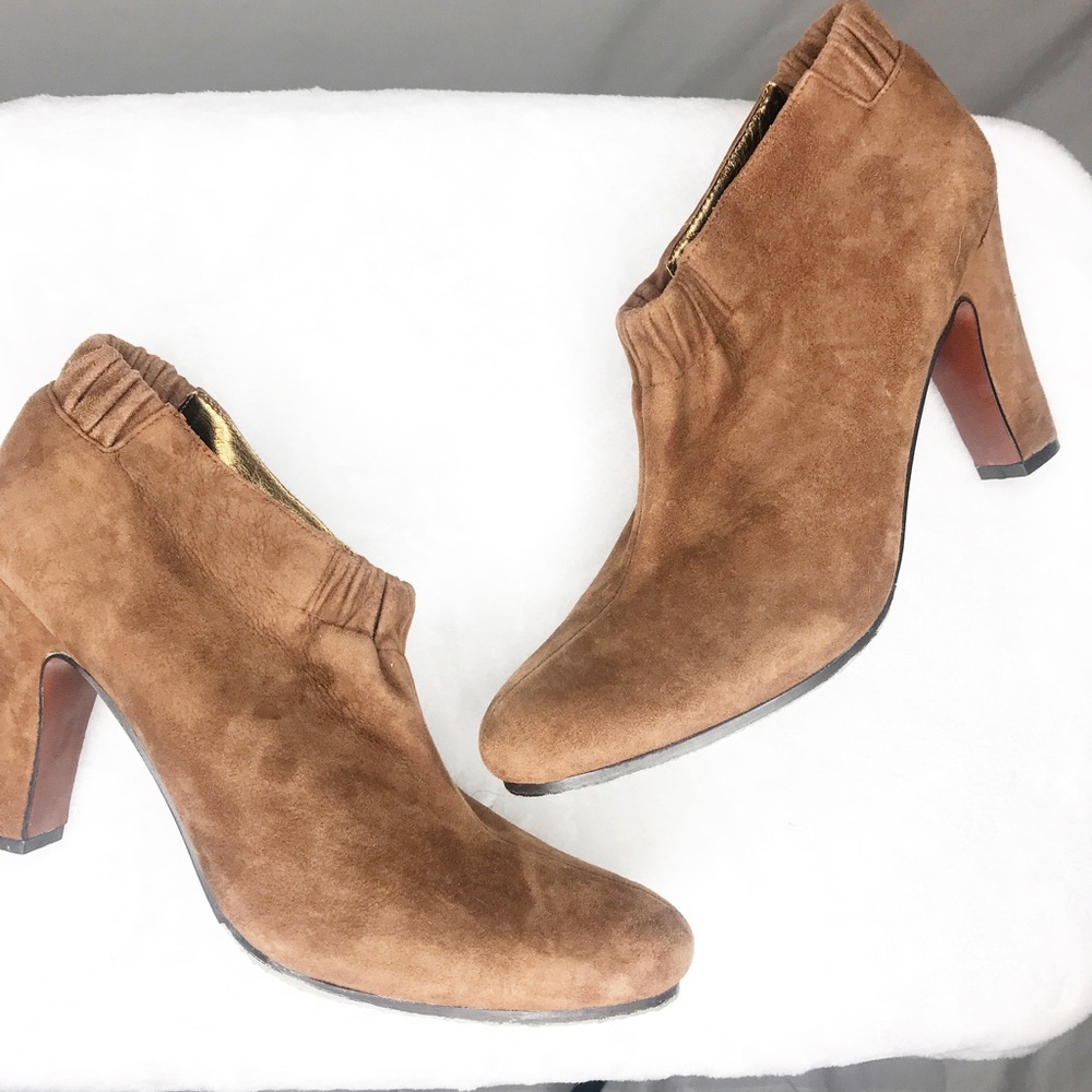 SAM EDELMAN Simone Brown Elastic Ankle Booties 9.5